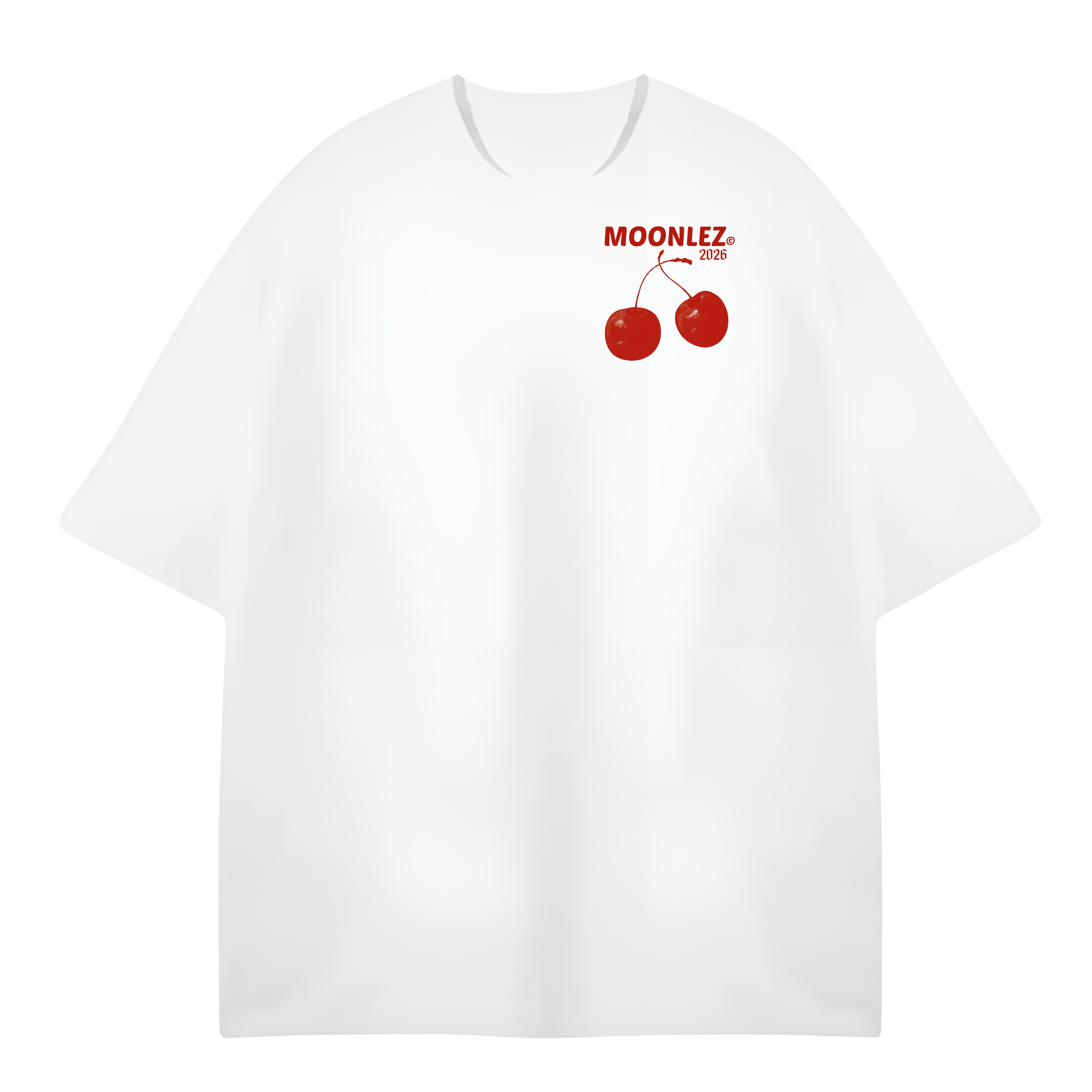 Moonlez Cherry White OVERSIZE TEE