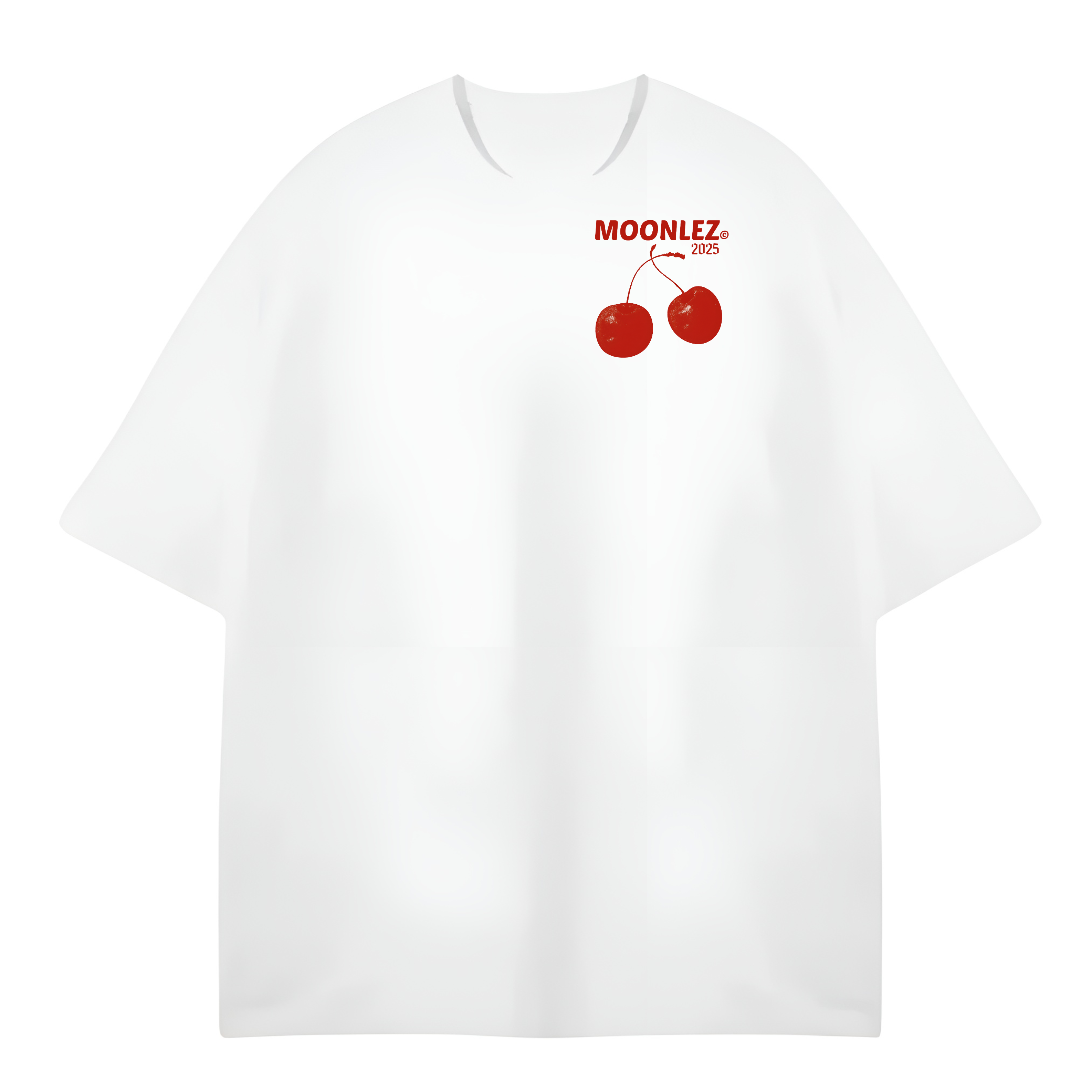Moonlez Cherry White OVERSIZE TEE