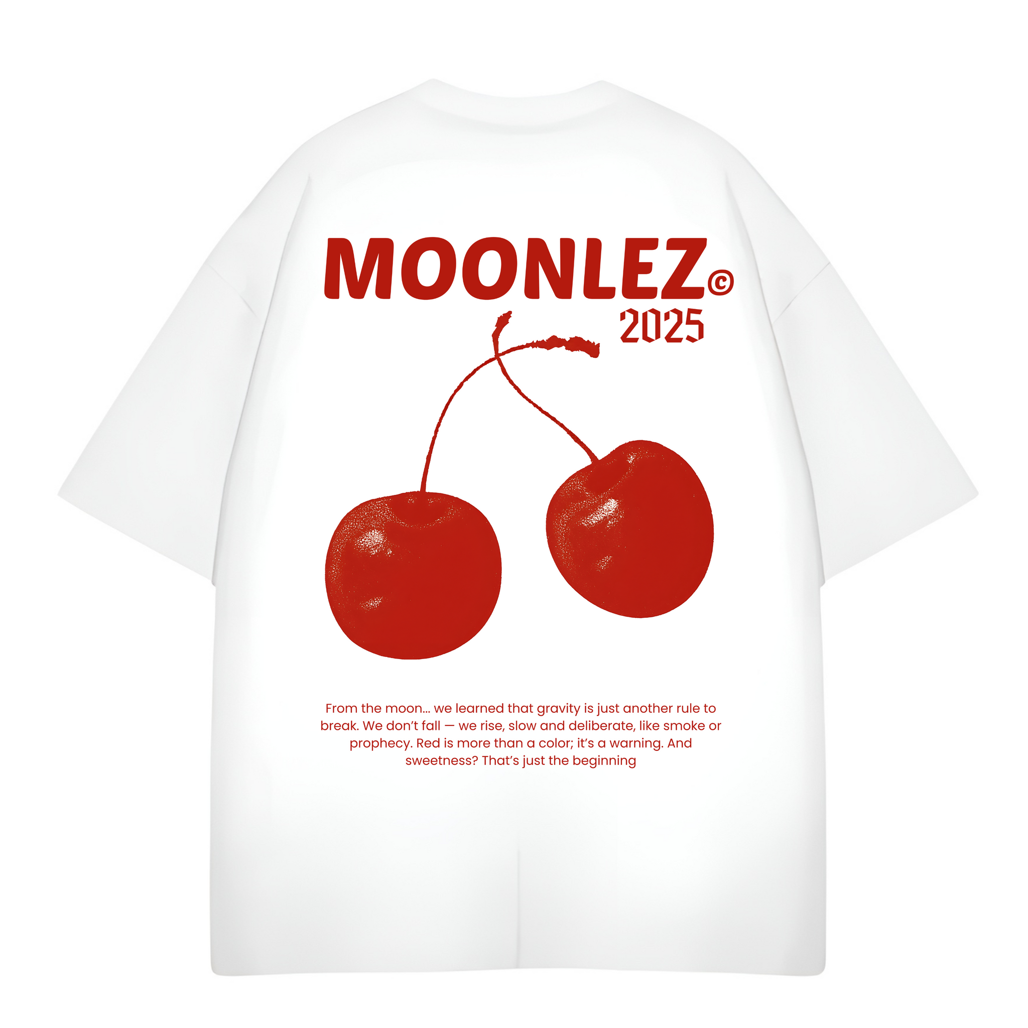 Moonlez Cherry White OVERSIZE TEE